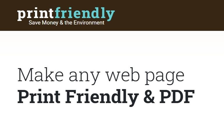 - Most amazing websites: PrintFriendly