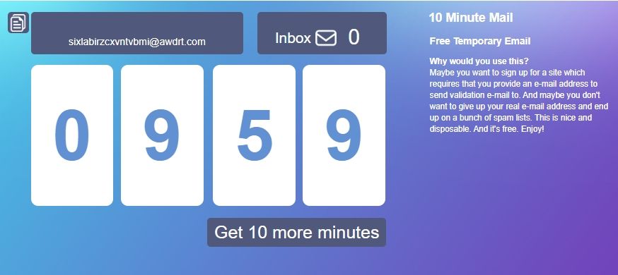 - Most amazing website- 10 minute mail